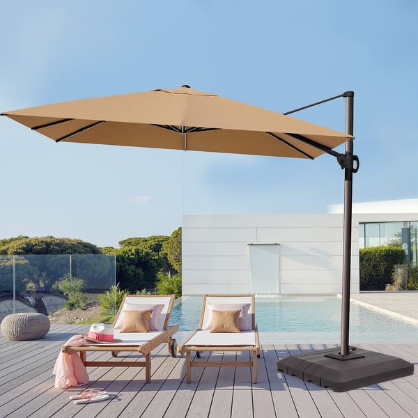 living accents 9 ft tiltable taupe offset patio umbrella Treasure Garden ® 11 Octagonal Outdoor (High-Perform known for its excellent resistance to fading Livingscape Beige Offset Patio Umbrella,
