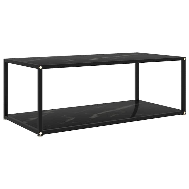vidaXL Coffee Table Black 39.4"x19.7"x13.8" Tempered Glass - 39.4" x 19.7" x 13.8"