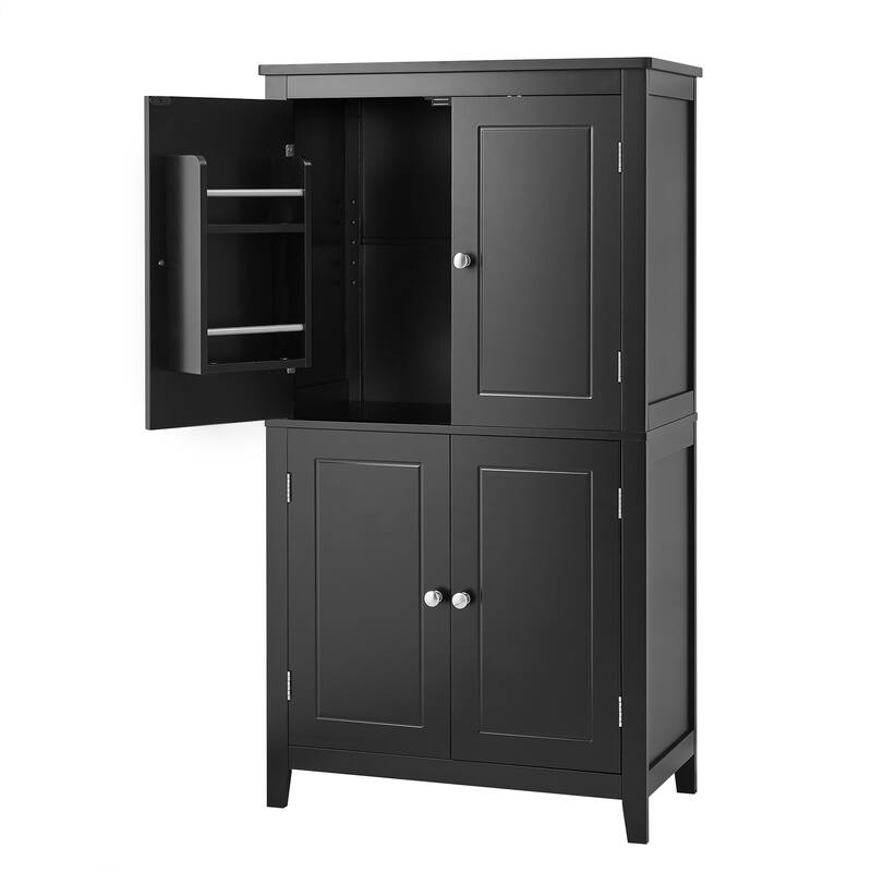 Roomfitters Elegant Bathroom Floor Storage Cabinet with 4 Doors, Adjustable and Adaptable Shelves, Freestanding Unit