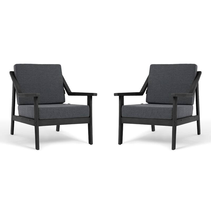 Outdoor Patio Club Chair Arm Lounge Cushion Chair (Set of 2)