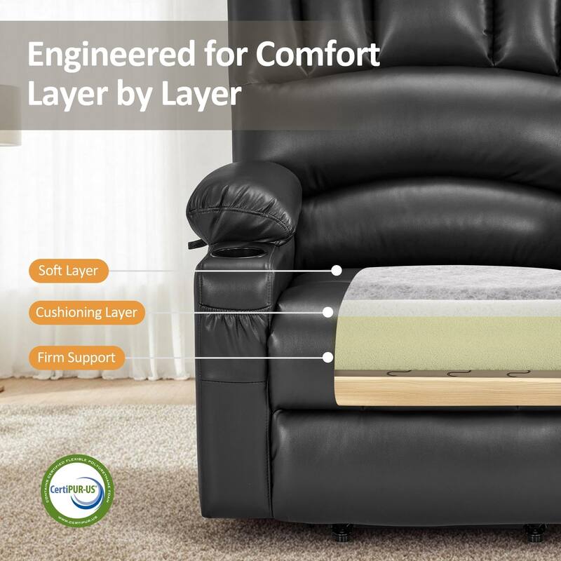 Power Lift Recliner Chair for Elderly, Massage and Heat, Faux Leather & Fabric