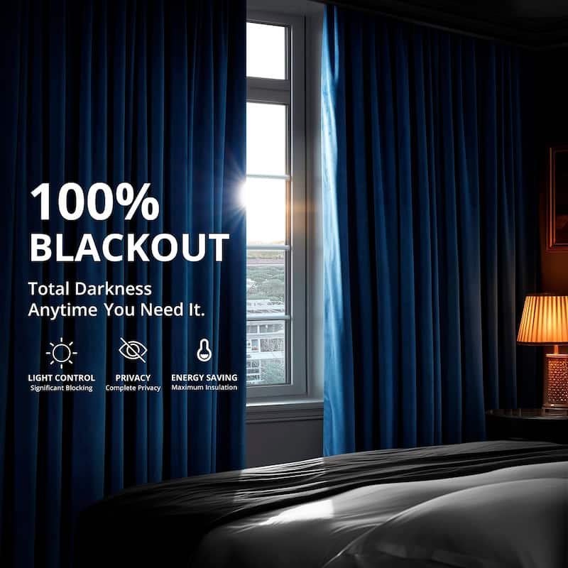 Exclusive Fabrics Signature Velvet Thermal Lined With 100% 4 Pass Blackout Curtains. (1 Panel)