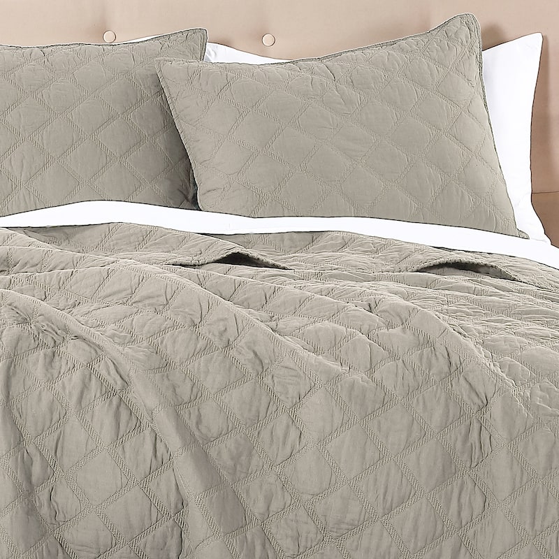 Anne Klein 100% Cotton Classic Diamond Quilt Set