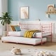 preview thumbnail 16 of 18, Sturdy Metal Twin Bed Frame with Heart-shaped Headboard Pink