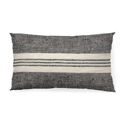 Black and White Striped Lumbar Accent Pillow Cover