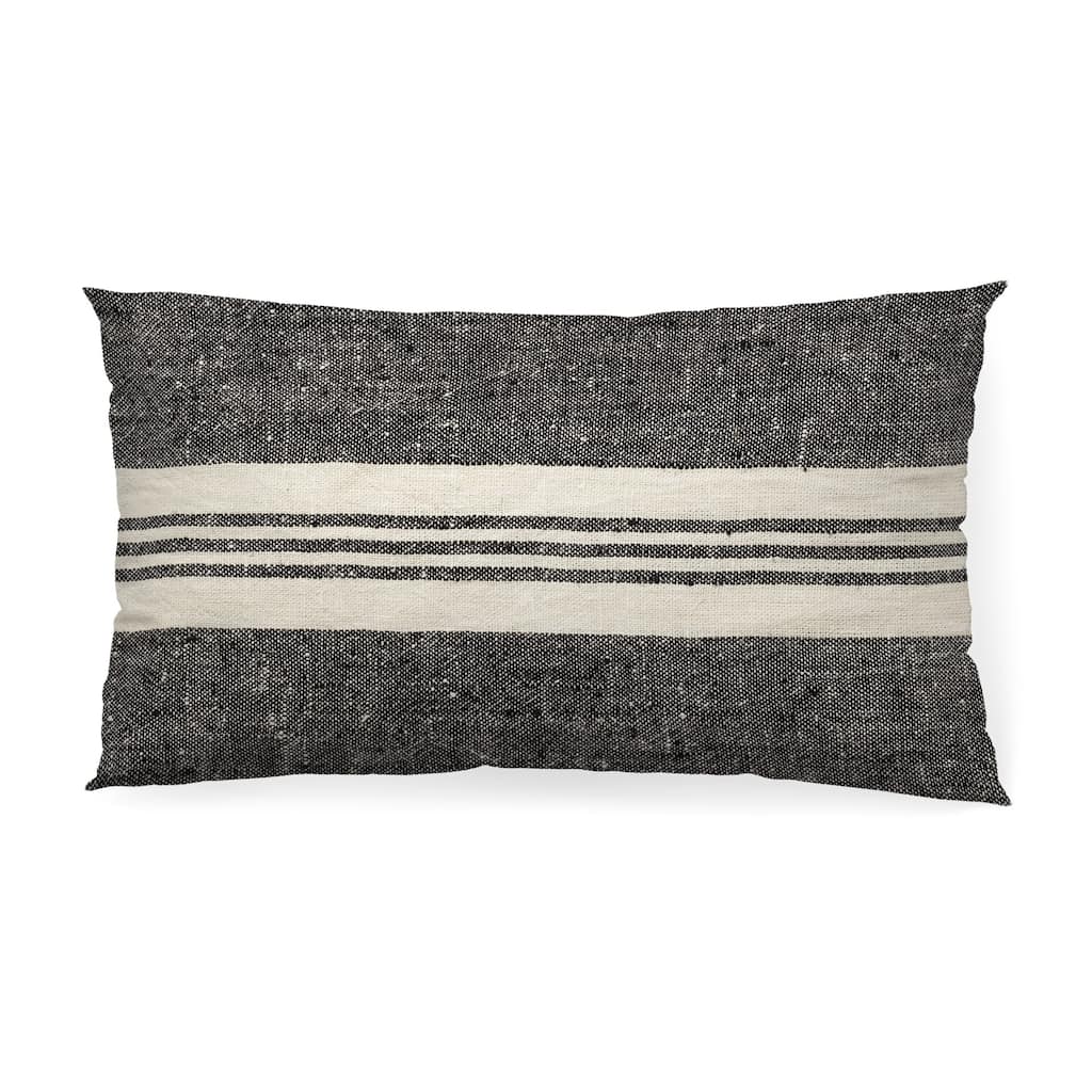 Black and White Striped Lumbar Accent Pillow Cover