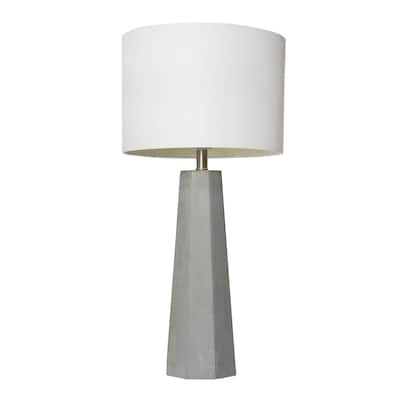 Elegant Designs Concrete Table Lamp with Fabric Shade - 14"L x 14"W x 30.5"H