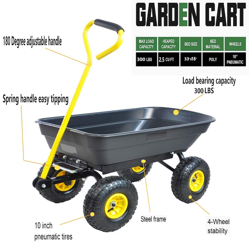 Folding car Poly Garden dump truck with steel frame 75 liter truck body
