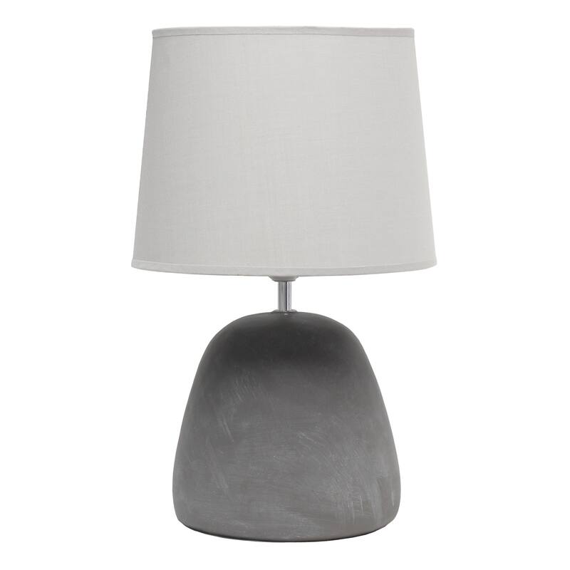 16.93" Organic Modern Concrete Table Lamp, For Living Room, Entryway, Bedroom, Minimalist Accent Lighting, Black Shade