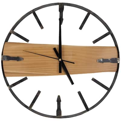 Rustic Metal Frame Wall Clock -15.75" - Black - 15.75"