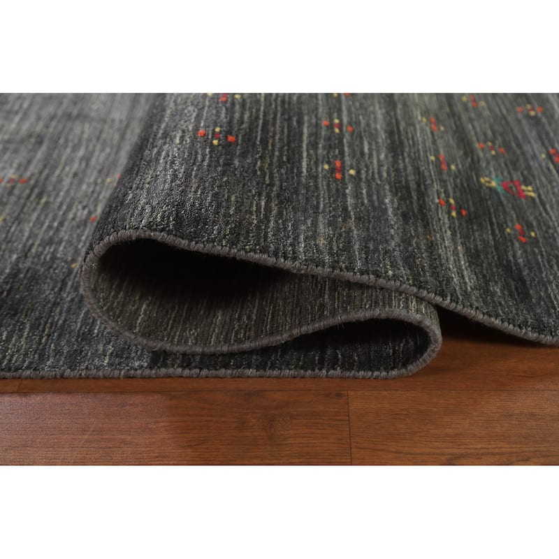 Green Gabbeh Square Area Rug Handmade Wool Carpet - 9'11"x 9'10"