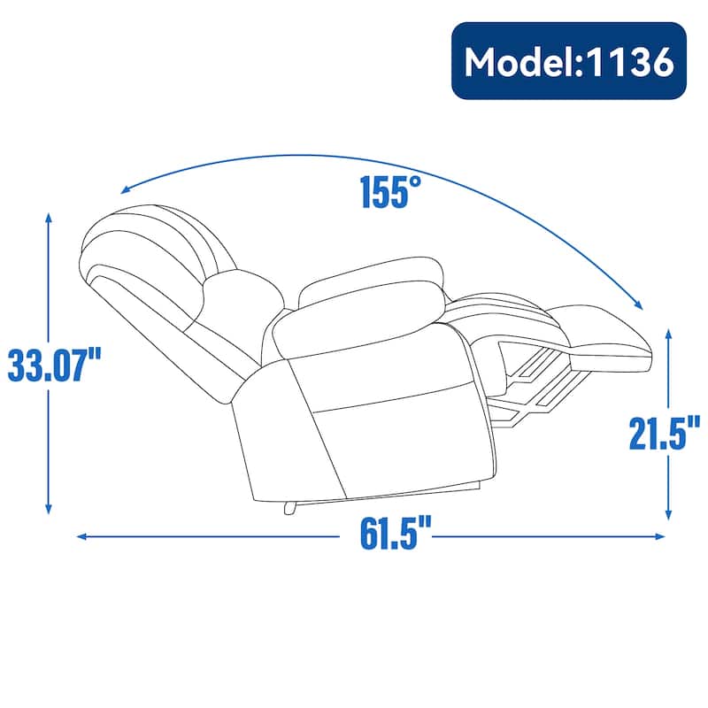Large Size Dual Motors Power Lift Recliner with 8 Point Massage, Lumbar Heating, USB Ports and Side Pockets