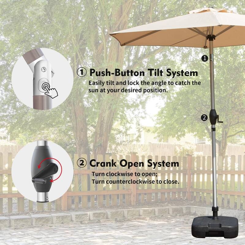 Premium 7.5FT Market Patio Umbrella - Push Button Tilt & Easy Crank, UV Block Waterproof Canopy(Base Not Included)