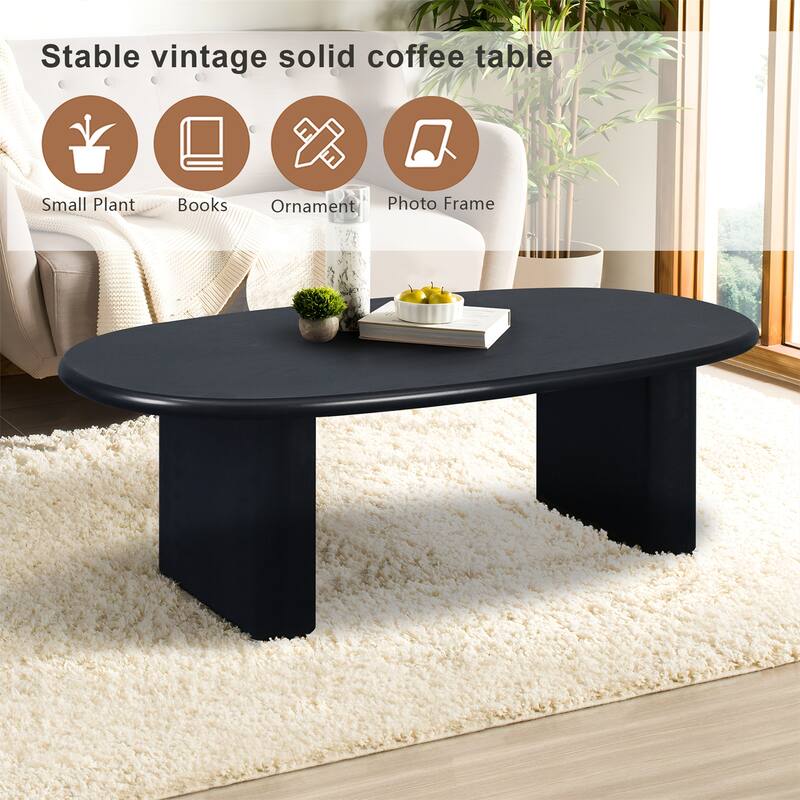 51'' Tapered Tabletop Coffee Table, NATURAL WOOD/BLACK
