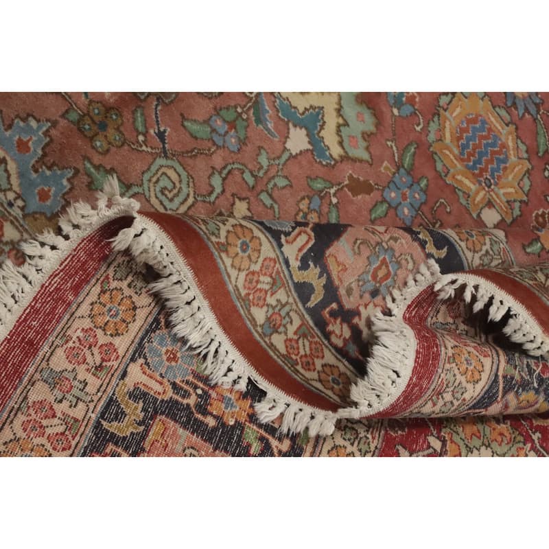 Hand Knotted Oriental 100% Wool Carpet Traditional Floral Oranges & Rust Tabriz Area Rug - 12' 11'' X 9' 8''