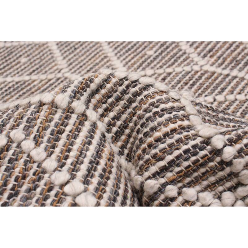 ECARPETGALLERY Braid weave Sienna Grey Wool Rug - 6'0 x 9'3
