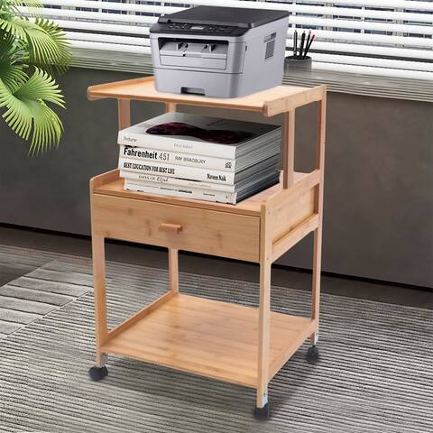 Rolling Printer Stand Cart With Storage 3-Tiers Mobile Filing Cabinet