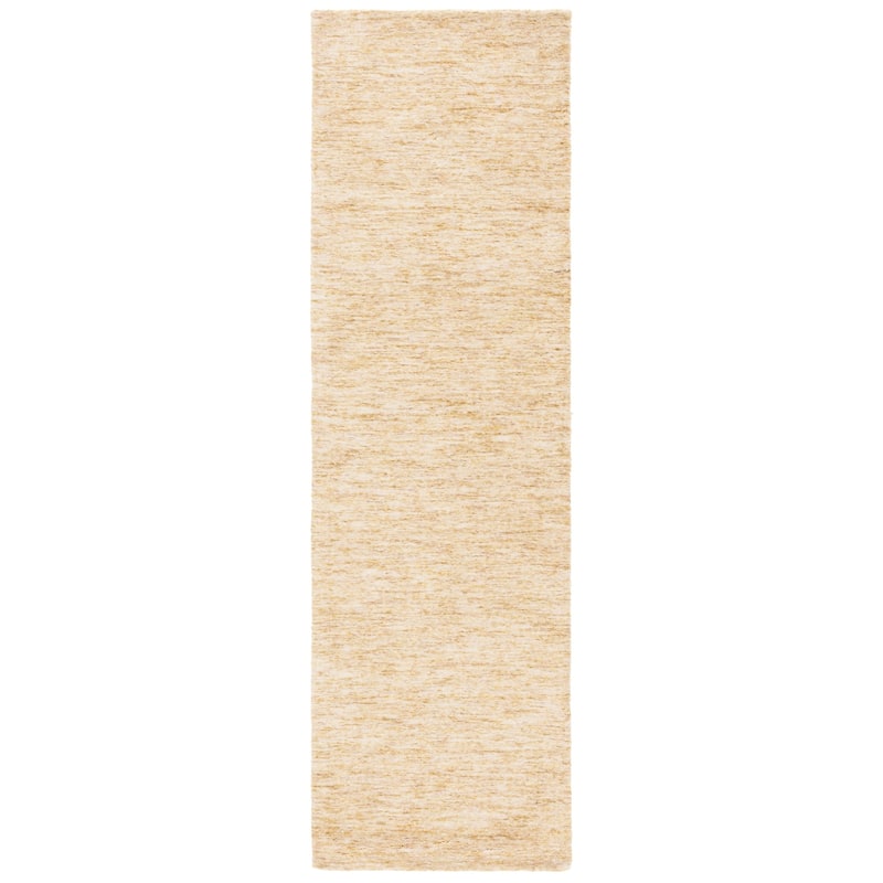 SAFAVIEH Handmade Himalaya Kalahari Solid Wool Rug - 2'3" x 8' Runner - Gold
