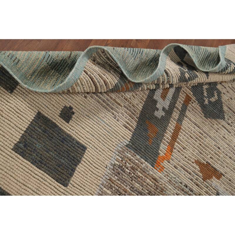 Earth Tone Moroccan Abstract Area Rug Handmade Wool Carpet - 9'0" x 12'4"
