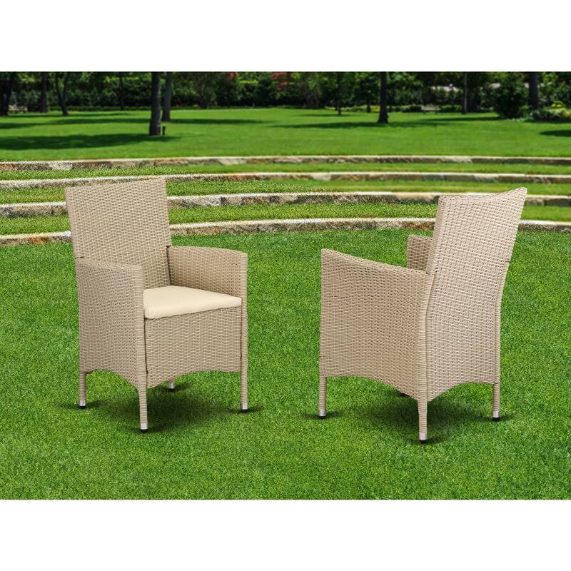 Outdoor Patio Wicker Chair - Cream Finish - Weather Resistant Seating - 35.5