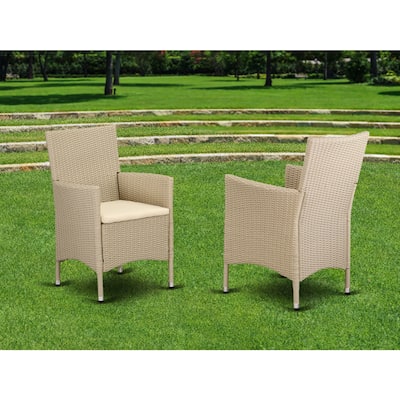 Outdoor Patio Wicker Chair - Cream Finish - Weather Resistant Seating - 35.5