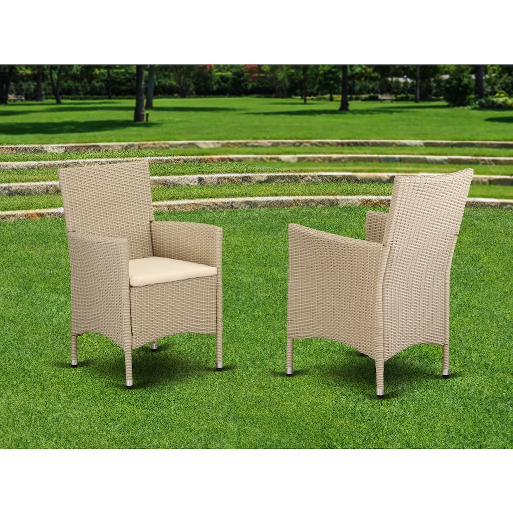 Outdoor Patio Wicker Chair - Cream Finish - Weather Resistant Seating - 35.5