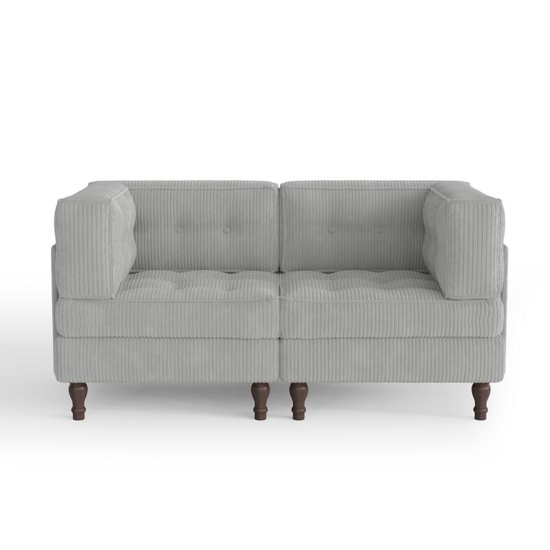 Modular Corduroy Corner Sectional Sofa Couch Set with Tufted Cushion