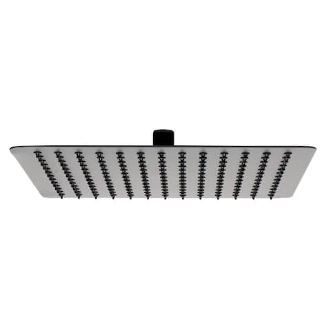 Matte Black Stainless Steel 12" Square Ultra-Thin Rain Shower Head