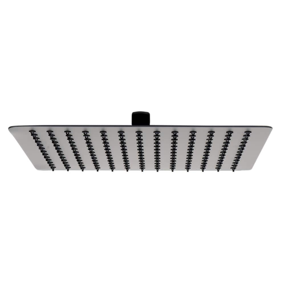 Matte Black Stainless Steel 12" Square Ultra-Thin Rain Shower Head