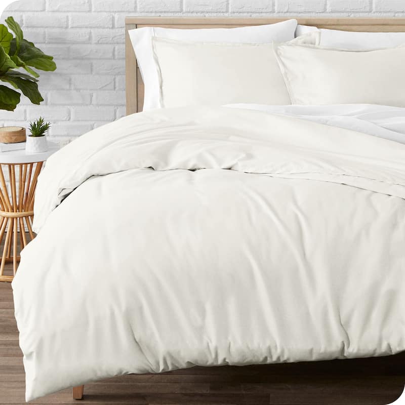 Bare Home Cotton Flannel Duvet Cover and Sham Set - Cream - Twin