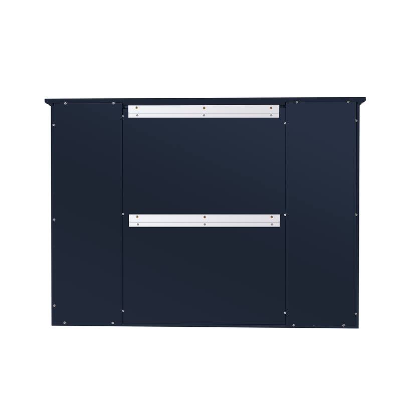 Modern Surface Mount Solid Wood Framed Medicine Cabinet With Mirror and Shelves