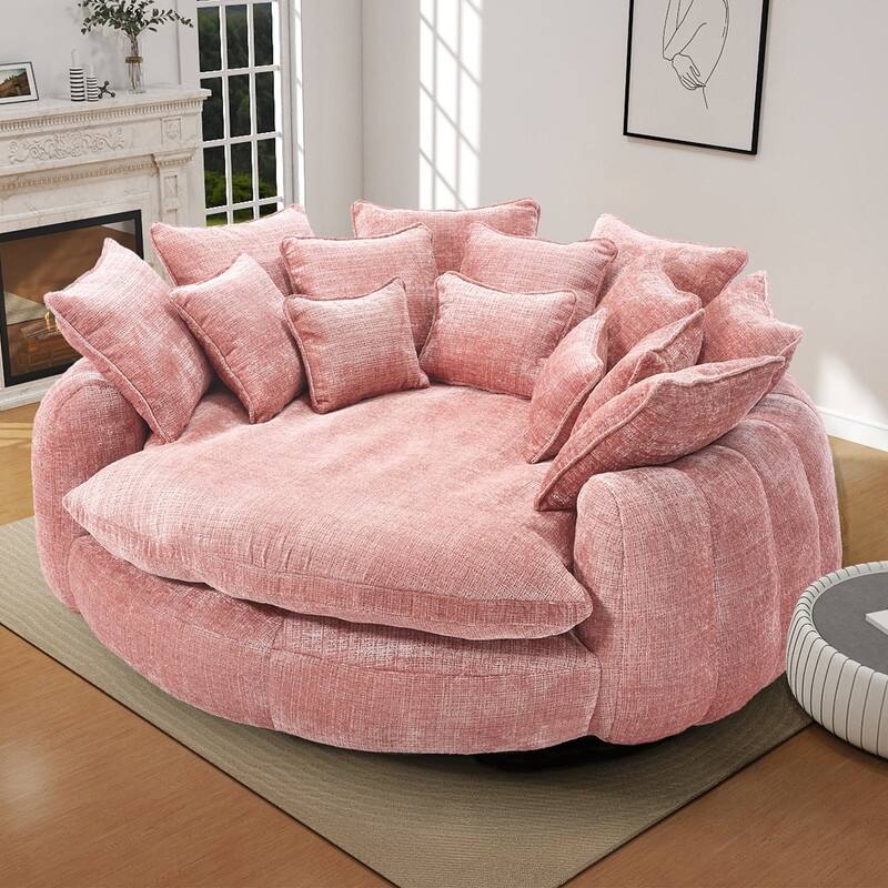 Rossetta Comfortable High Back Decorative Oversized Sofa Bed with Armrests - Pink