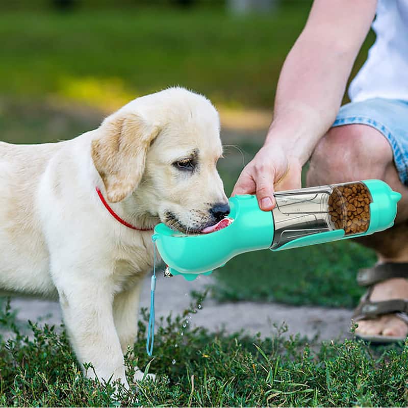 3 in 1 Dog Travel Bottle Set, Drinking Feeder, Food Box and Trash Bag Storage
