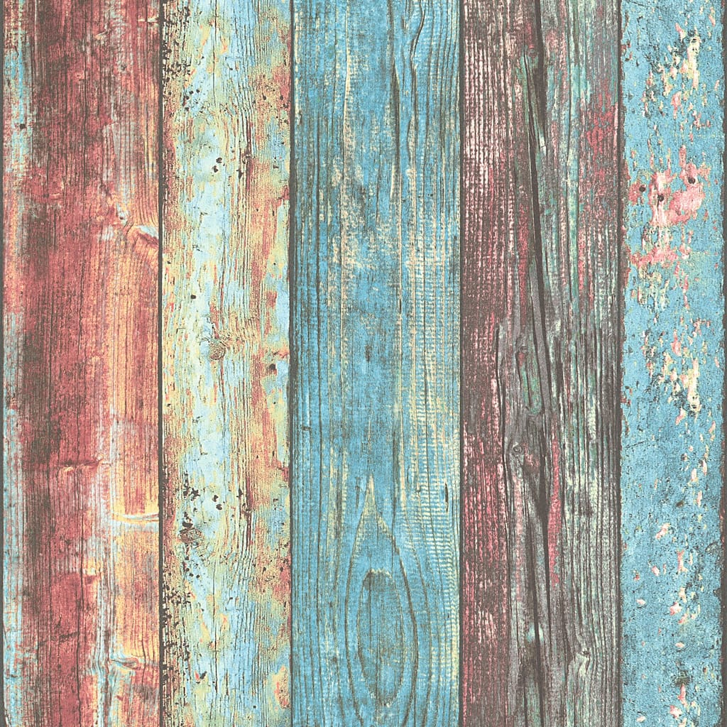 Galerie Wallcoverings Woods and Wicker Collection Colorful Broad Wood Stripe Matte Vinyl on Non-woven Wallpaper Roll