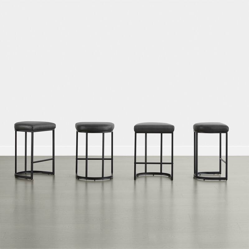 Spruce & Spring Modern Curved Upholstered Bar Stool with Metal Frame