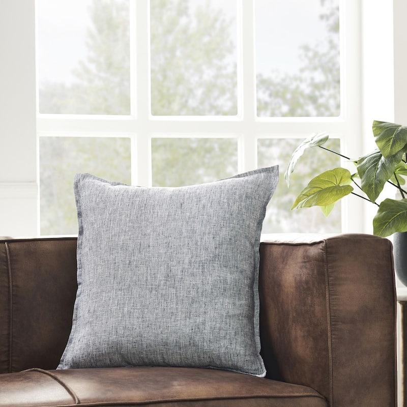 Solid square Throw Pillow - 20" - White and Navy Blue