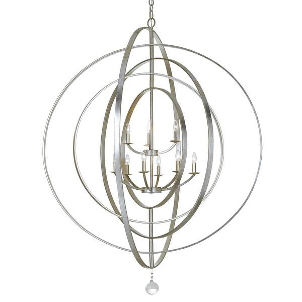 slide 2 of 11, Luna 9 Light Antique Silver Chandelier - 48'' W x 58.5'' H