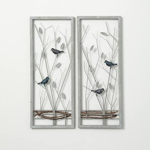 Sullivans Sculpted Wire Bird Art Panels - Set of 2