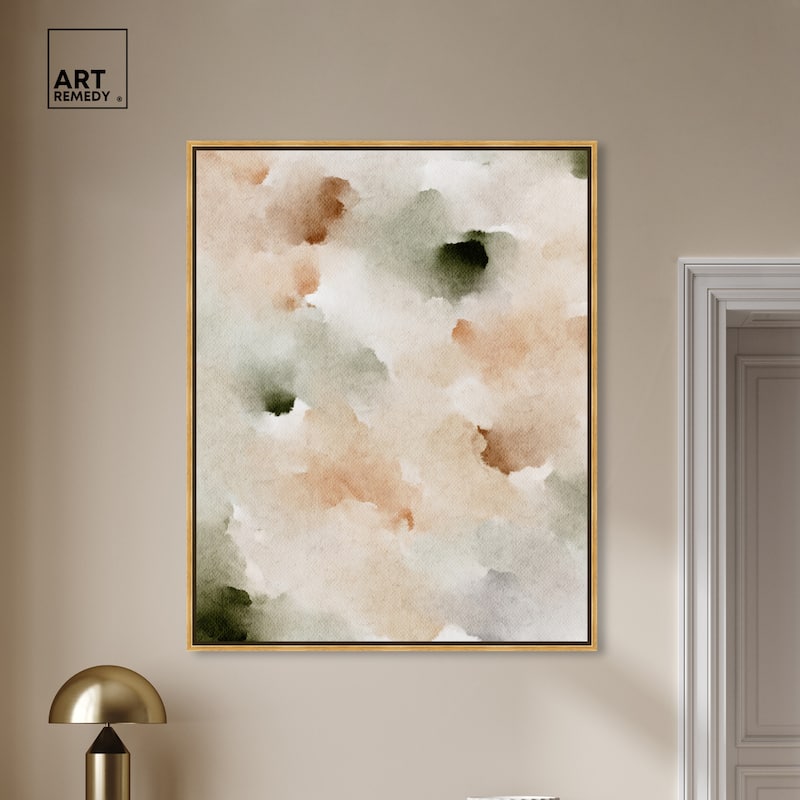 Art Remedy Cotton Balls And Cinnamon Framed Watercolor Boho Abstracts