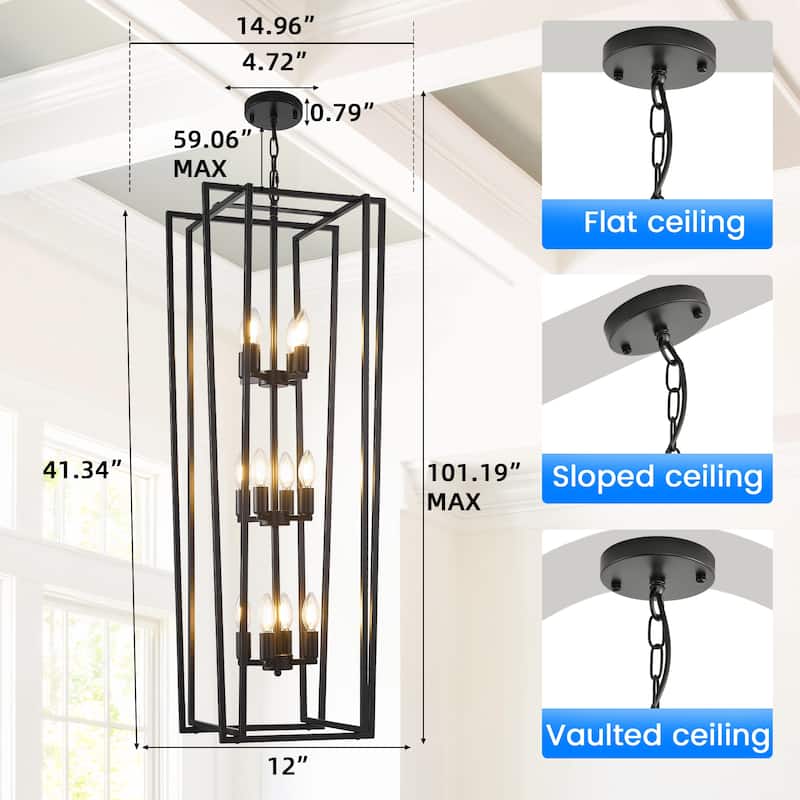 Modern Rectangle Chandelier Lantern Pendant Light Fixture
