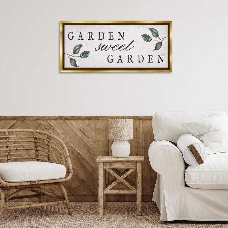 Stupell Sweet Garden Sign Framed Floater Canvas Wall Art Design By Lil' Rue