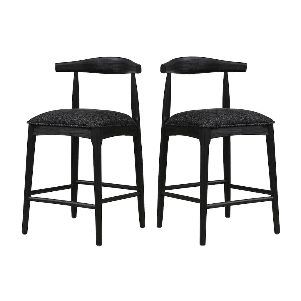 Fabric Bar Stools Set of 2 with Upholstered Seats and Footrest