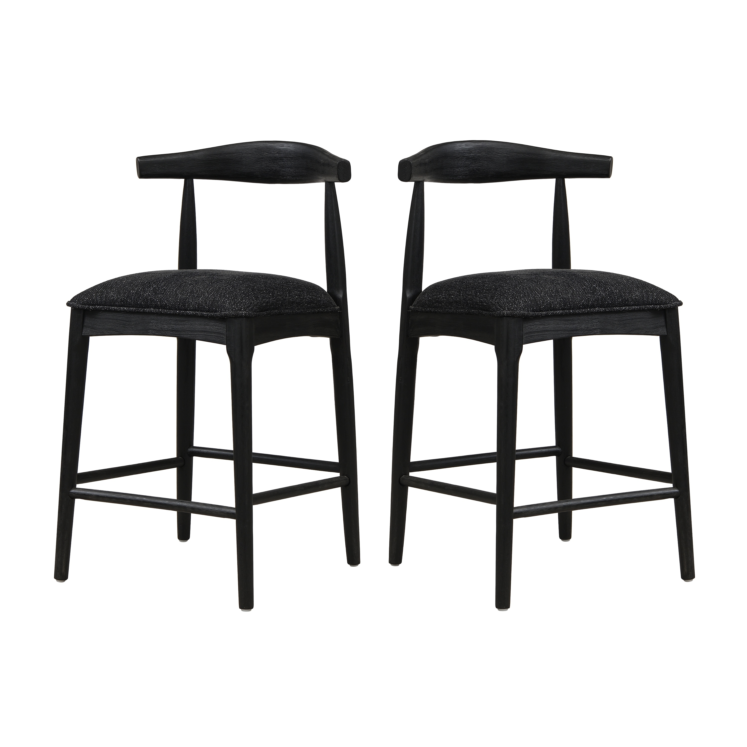 Fabric Bar Stools Set of 2 with Upholstered Seats and Footrest