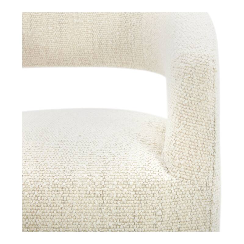 NADAAL STUDIOS Bailey, Rolling Dining Chairs Solid Wood with Performance Boucle Upholstery, White