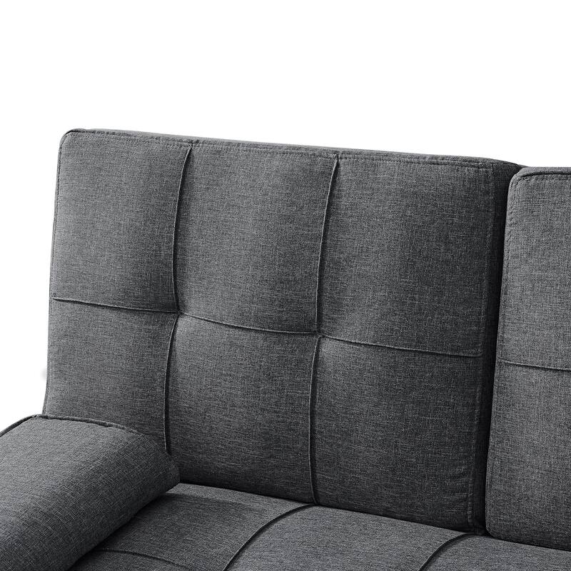 Modern Convertible Folding Futon Sofa Bed with 2 Cup Holders, Fabric