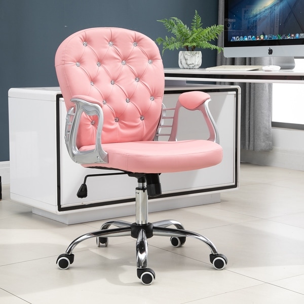 Pink faux sales leather office chair