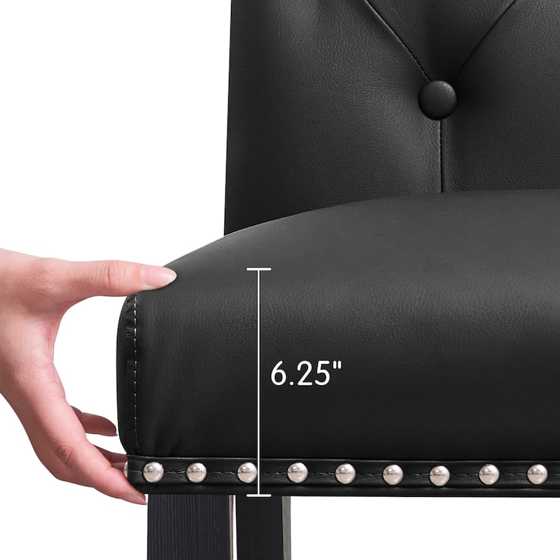 Subrtex (Set of 2) Leather Dining Chair with Riveted Button Decoration