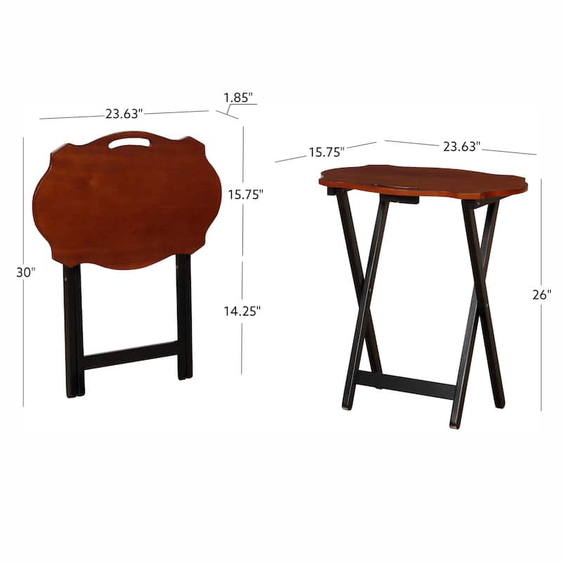5-Piece Wooden Folding Tray Table Set - 26.25" - Brown and Black