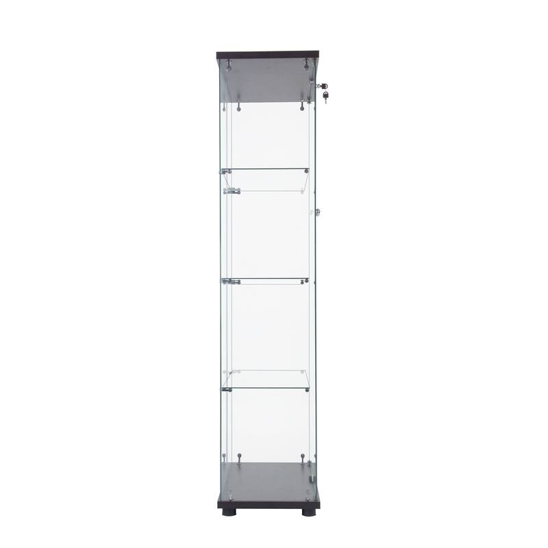 LED Strip Light Two Door Glass Cabinet - Black