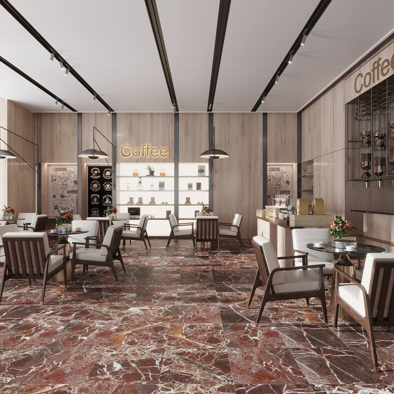 Regalia 24x24 in. Matte Color Body Porcelain Marble-look Vein Large Wall and Floor Tile (15.5 sq ft/case, 4-Pack) - Rosso Levanto